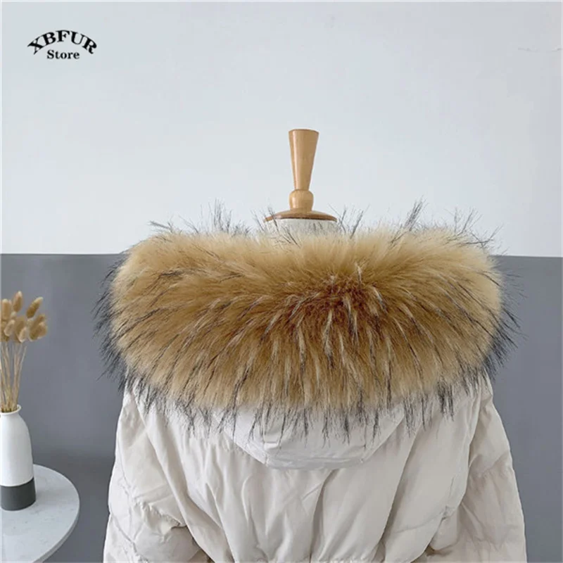 Écharpe en peluche moelleuse pour parkas, col en fausse fourrure, garniture chaude d'hiver, manteau en duvet, châle décoratif, écharpes rondes, mode