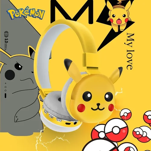 Imagen 2 del producto Auriculares Bluetooth Pocket Monster Pikachu, auriculares inalámbricos con dibujos animados de Anime, auriculares de alta calidad con micrófono de regalo