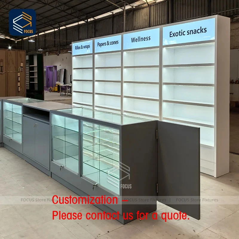 custom.Custom Retail Shop Glass Showcase Cabinet LED Lighted Wall Shelving Full Display Fixture Cabinet