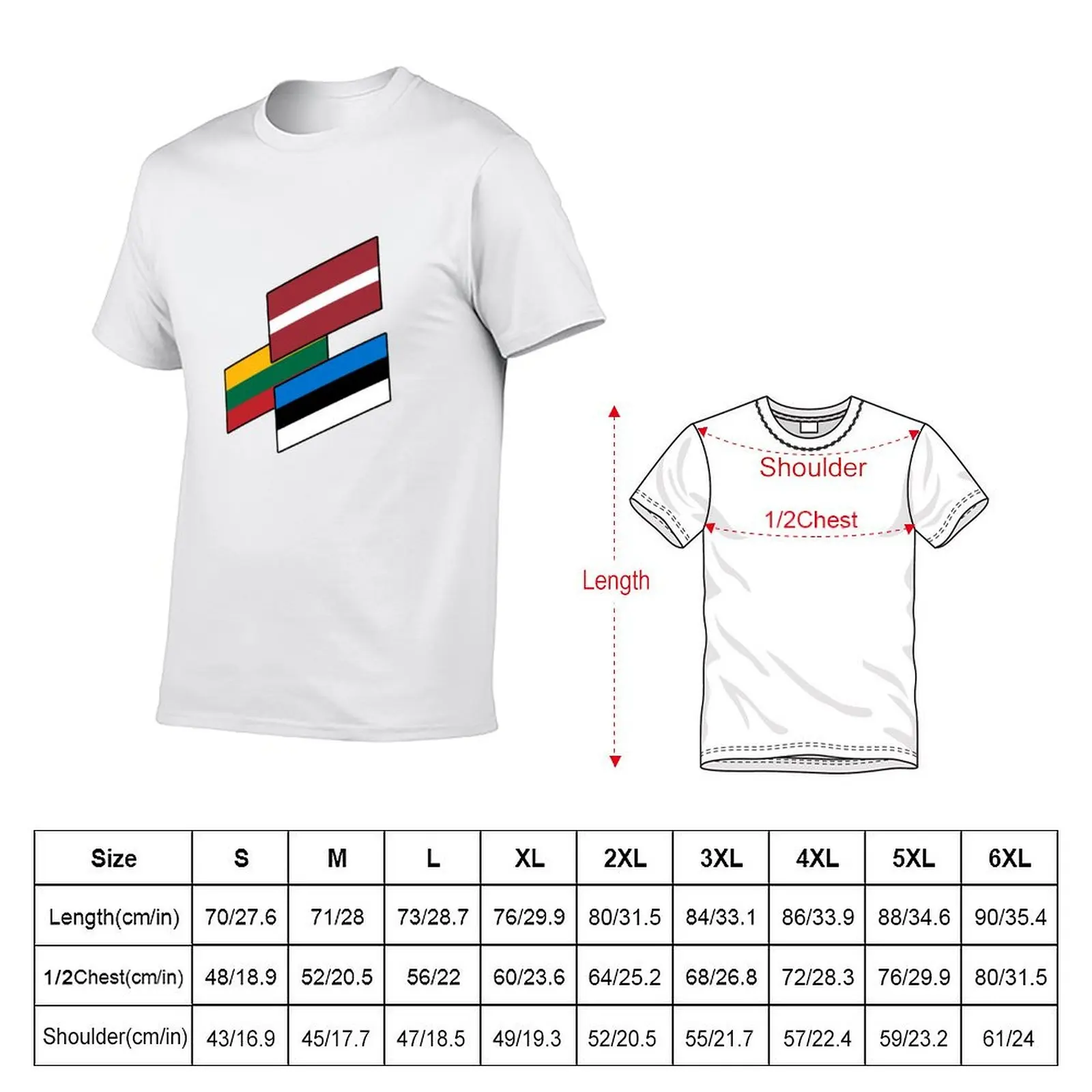 The Baltic States Flags T-Shirt Sporty Breathable Short Sleeve T-Shirt