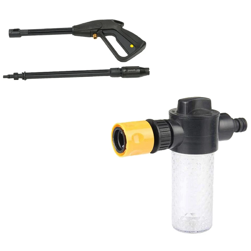 1 Set Car Cleaning-Gun Foam Pot Car Washing Water-Gun & 1 Pcs 160 Bar High Pressure Washer Spray Gun Lance Trigger