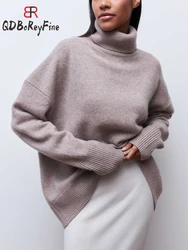 Women'sTurtleneck Winter Autumn  Long Sleeve Tops Casual Loose Jumper Oversized Sweater Thick Warm Knitted Pullover for Women