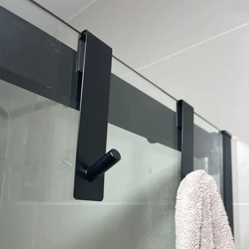 Bathroom Stainless Steel Over Glass Door Shower Door Back S-Shape Shower Towel Rack Back-mounted Bathrobe Hanger Holder