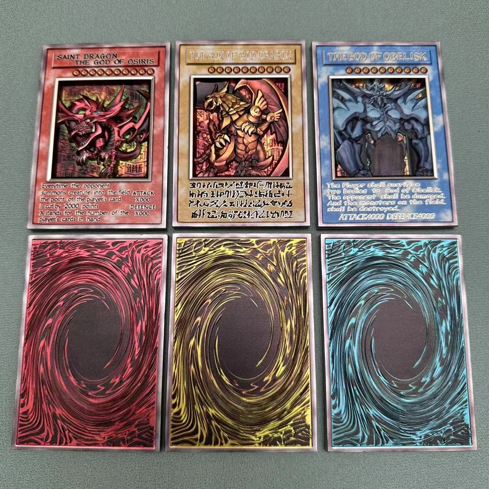 3 ModelsYu-Gi-Oh! Egyptian God Metal Card Obelisk the Tormentor Slifer the Sky Dragon Game Anime Collection Cards Diy Gift Toys