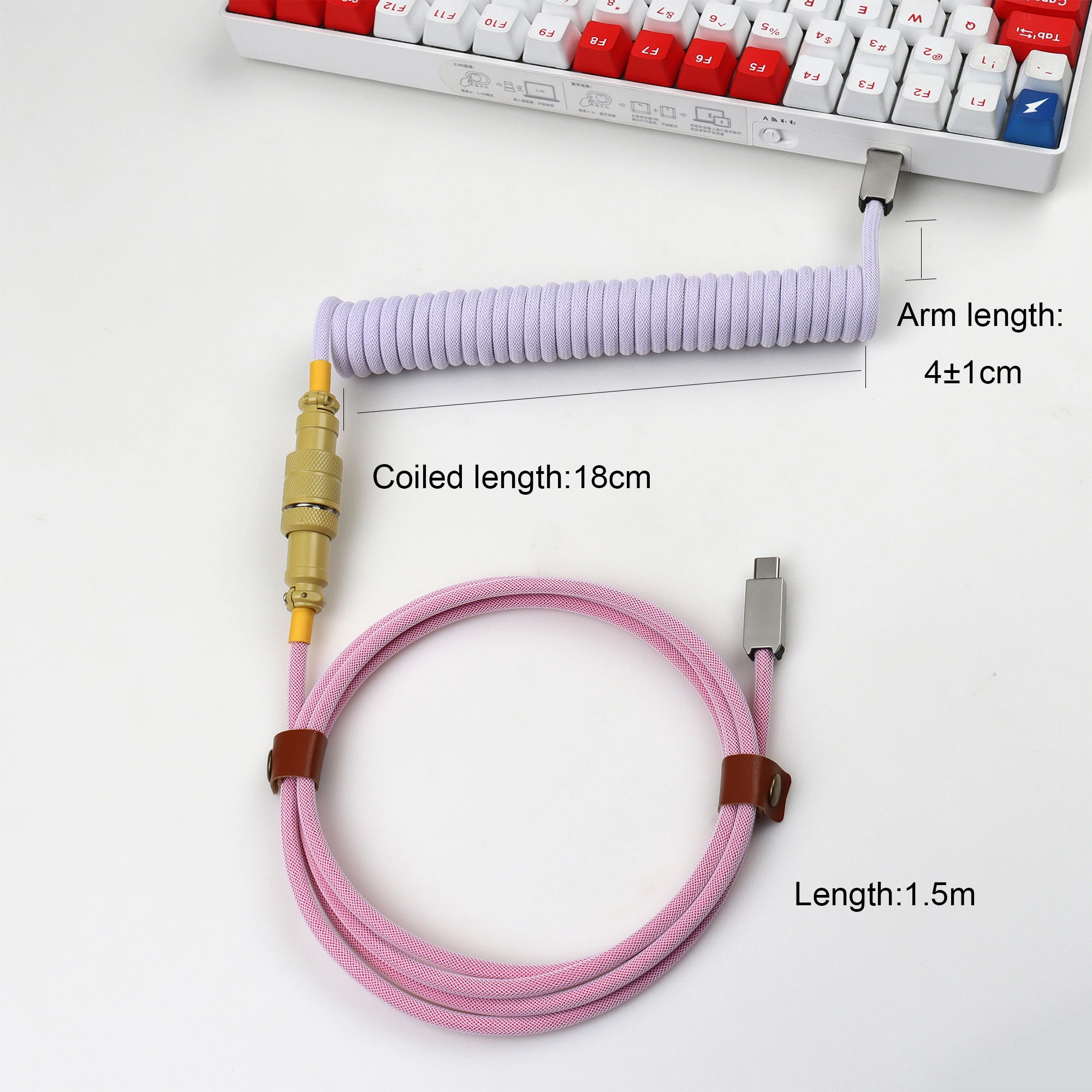 LANO USB C TO USB C Mechanical Keyboard Coilde Cable Aviator Connector Metal Type C Cable Interface Gifts For Gamer
