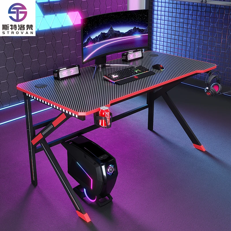 Top Black Pink  L-shaped Gaming Grande Table Furniture Computer Game Desk Racing 70cm