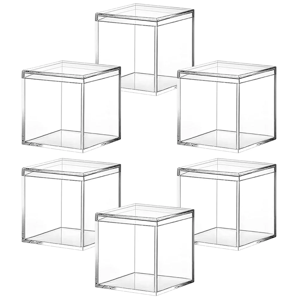 

6 Pcs Acrylic Packaging Box Candy Case Gift with Cover Jewelry Clear Small Boxes Chocolate Storage Container Lids Bride