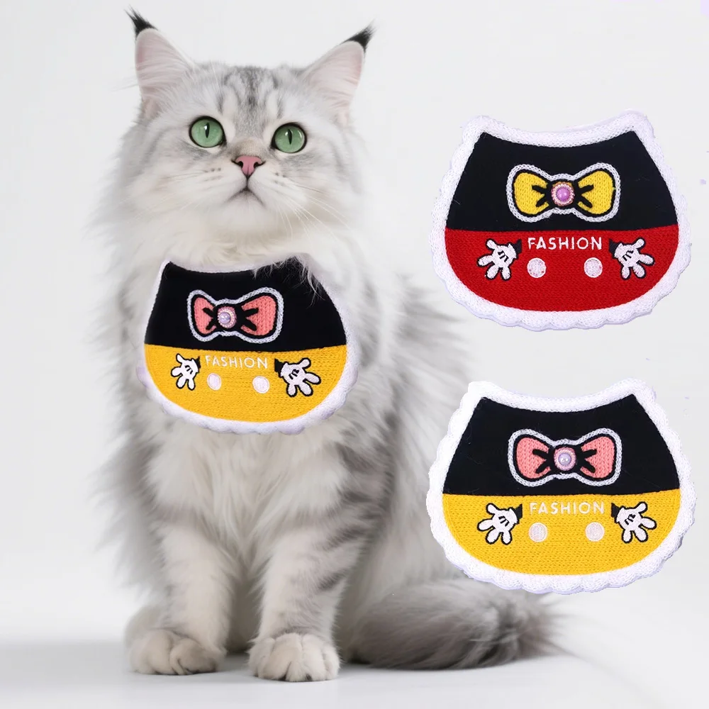 

1 Pc Pet Saliva Towel, Personalized Pearl Bow Stretch Bow Tie, Cats & Dogs Outfits, Eating Bib