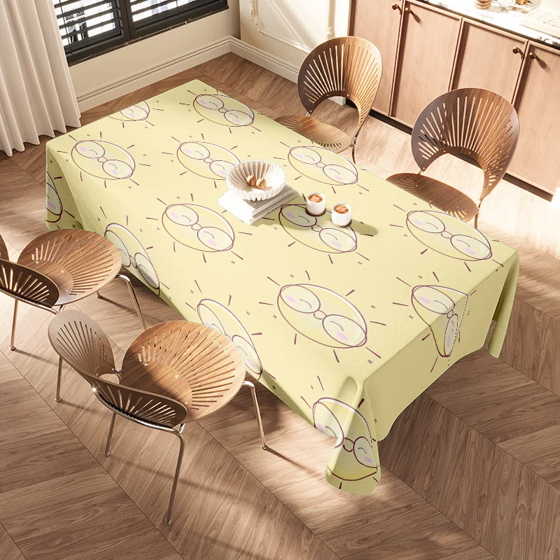 Modern Dining Tablecloth Set with Yellow Geometric Design for Kitchen Decorations Perfect Fit 6 Seater Family Dinner Party Decor