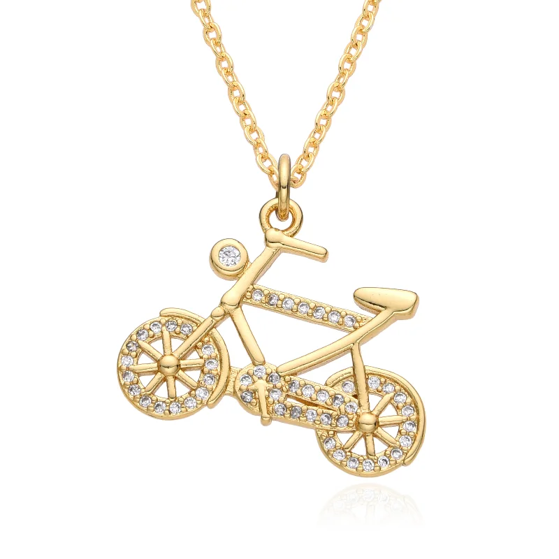 

Zircon bicycle pendant necklace for couples