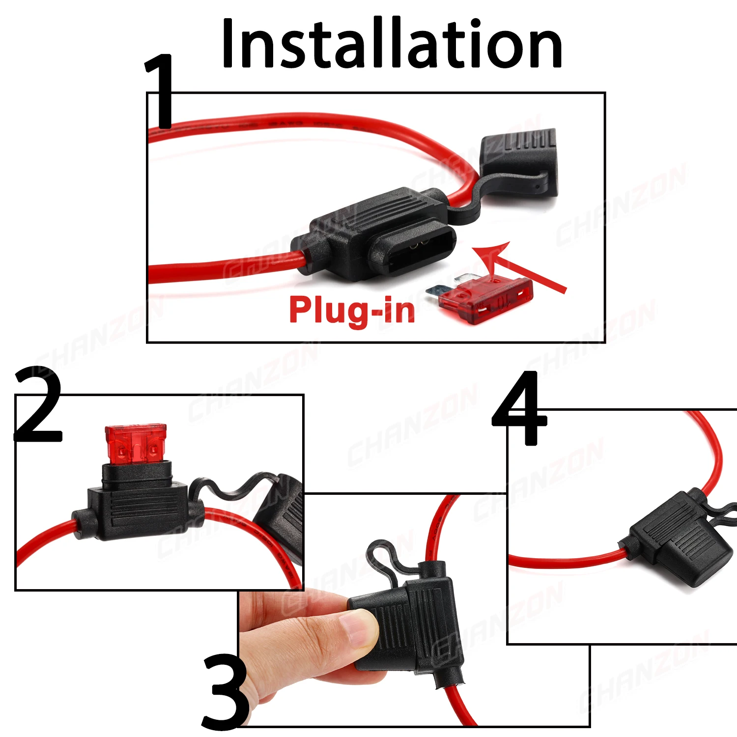 Auto Car Blade Inline ATC ATO Medium ATM Small Fuse Waterproof Holder Block Tap 12 14 16 AWG 20 30 40 Amp 12V 32V Wire Connector