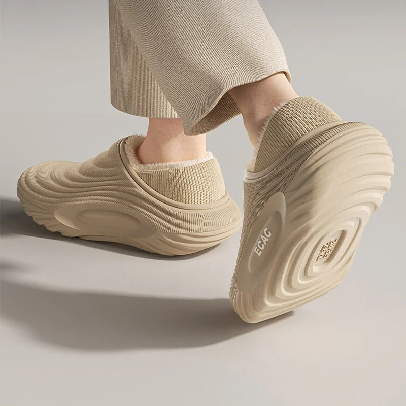 

Зимние мужские и женские тапочки, домашние кожаные домашние непромокаемые теплые домашние меховые тапочки, парная обувь, плюшевые размеры, уличная нескользящая обувь