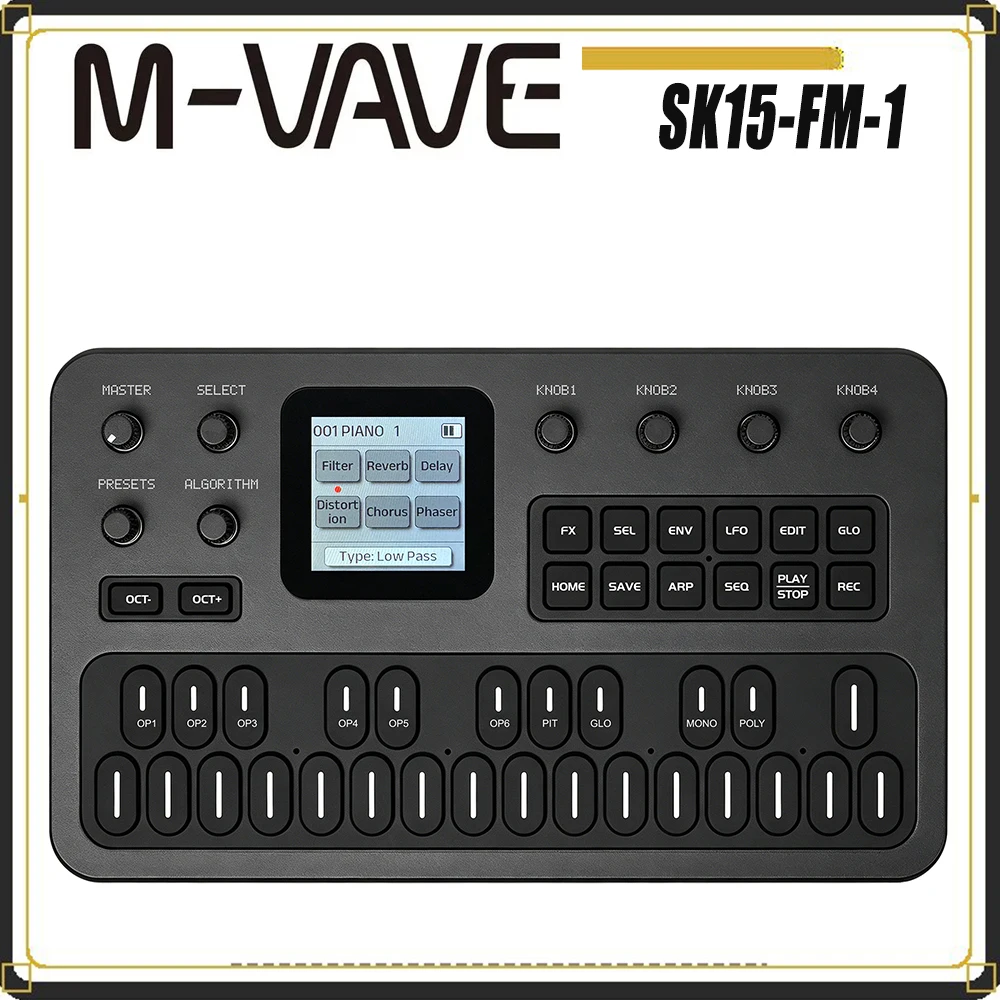 M-VAVE FM-1 Digital Wave Synthesizer, LCD Screen, Multi Effects ARP Sequencer for Music Production SK15