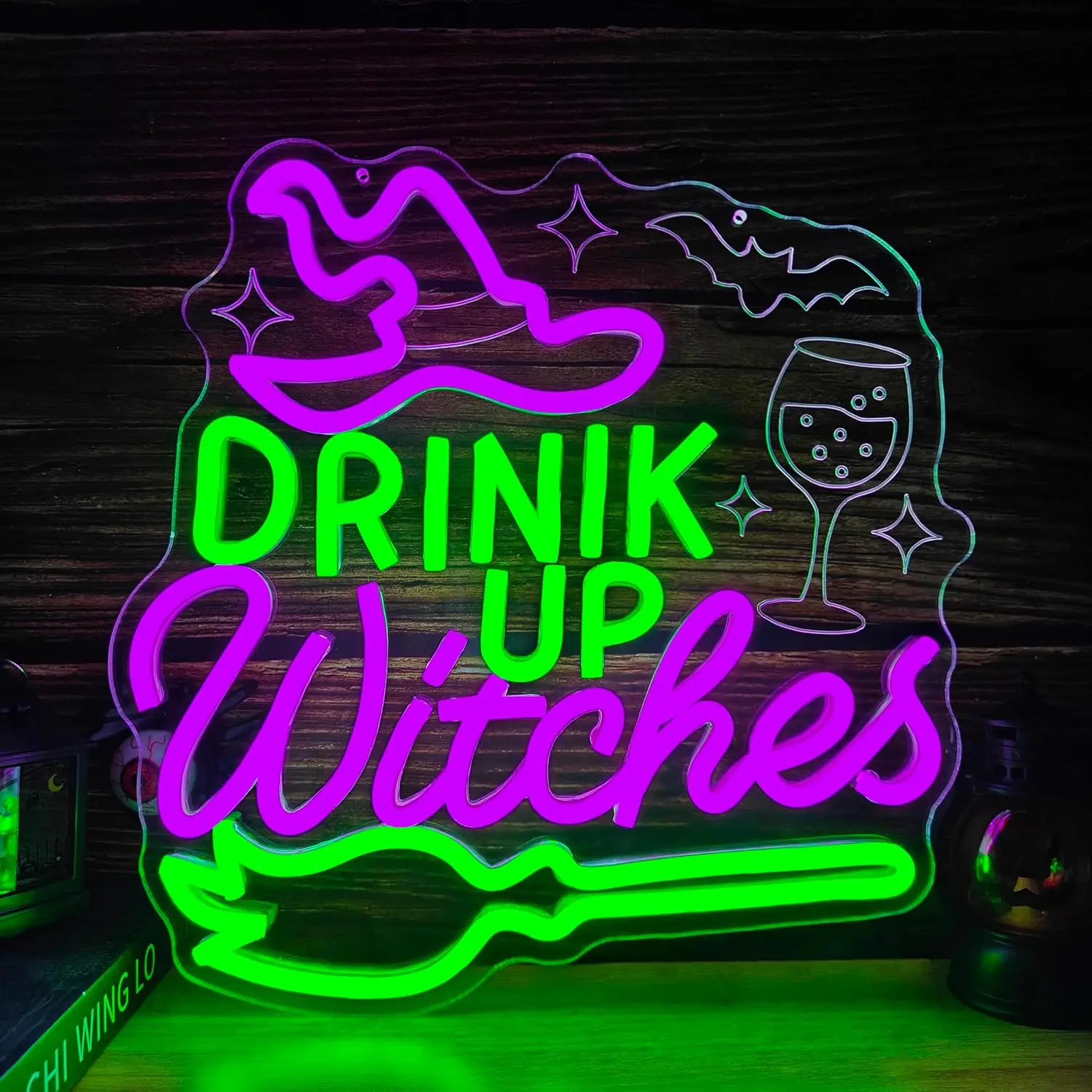 Cute Witch Neon Sign LED Glowing Sign for Halloween Party Bar Gaming Room Window Wall Decor USB Powered Neon Light Gift