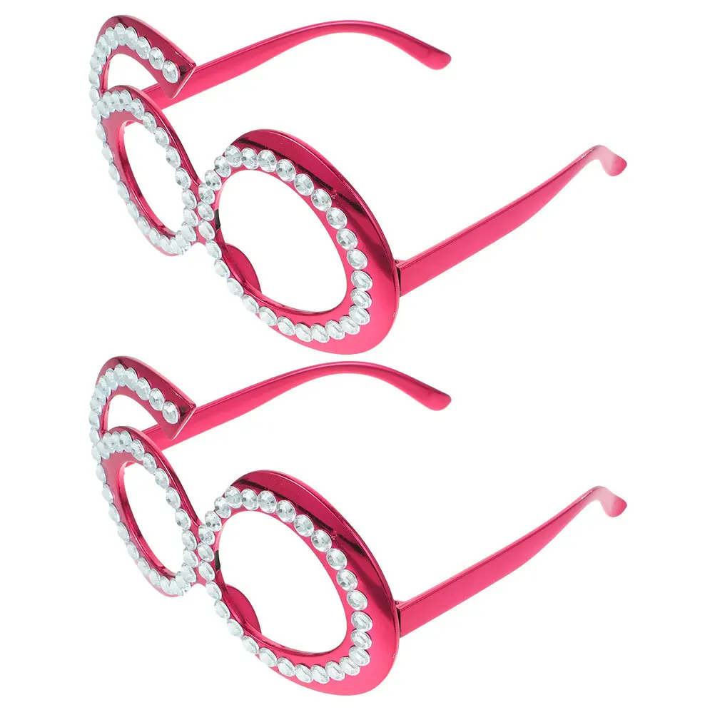 

2pcs Glitter Rhinestone Number Glasses Birthday Party Eyewear Photo Booth Props Novelty Costume Sunglasses