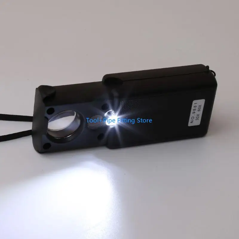 F92B 30x 60x Multifunctional Magnifier LED Portable Jeweler Microscope Currency Detector