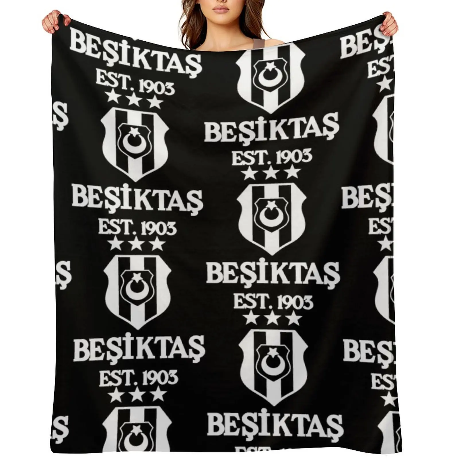 

Besiktas White Throw Blanket blankets and throws Multi-Purpose Picnic Decorative Beds Blankets
