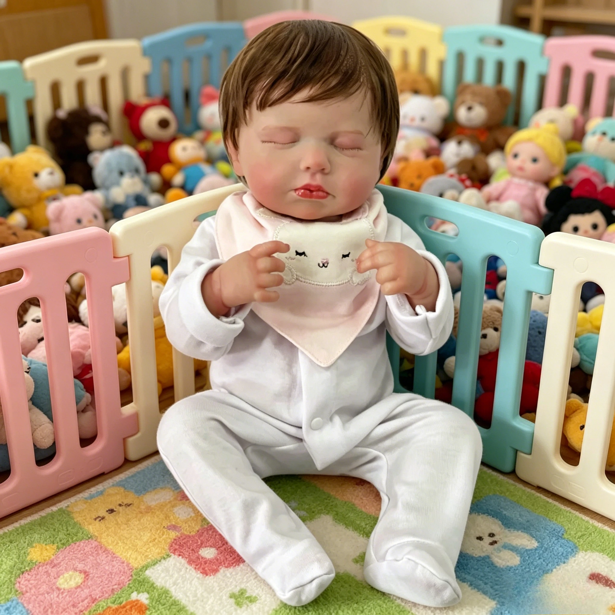 

49CM Reborn Baby Doll Loulou, Full Body Vinyl Silicone Lifelike 3D Skin with Visible Veins, Realistic for Kids Gift & Collectors