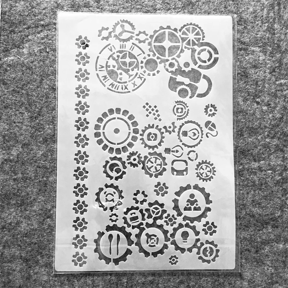 26*18cm Gear Wheel Mechanics DIY Layering Stencils Wall Painting Scrapbook Coloring Embossing Album Decorative Template