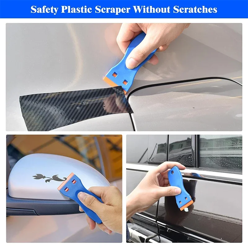 2Pcs Plastic Razor Blade Scrapers Glue Remover with 20Pcs Blades Car Glass Cleaning Razor Scraper for Removing Stickers Labels image 5