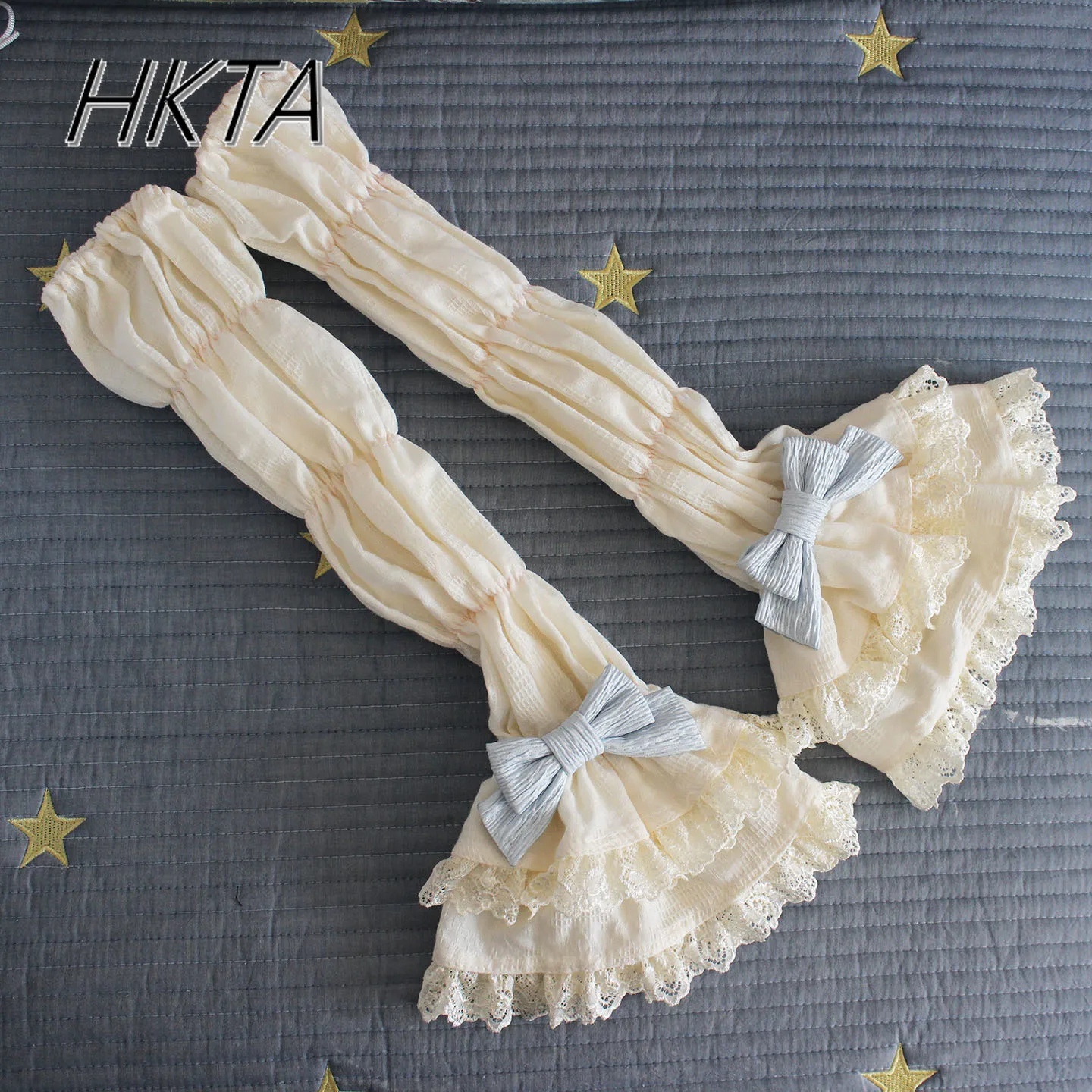 Lolita Jacquard ผ้าฝ้าย Lotus Root Joint สีชมพูสีม่วงยาวเสื้อ \ \ \ \ \ \ \ \ \ \ \ \ \ \ \ ถุงมือฤดูร้อนหวานน่ารักลูกไม้แขนแขน