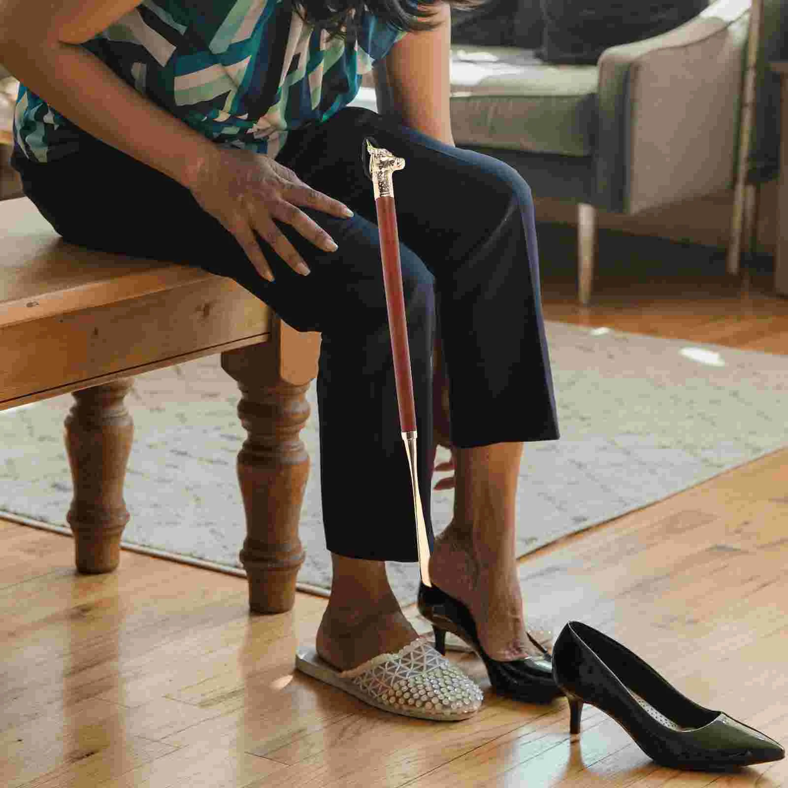  Bullhead Shoehorn Long Knob with Handle Shoehorns Elderly Alloy for Seniors Pregnant Women Use Wear Shoes
