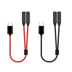 Typ C do podwójnego 3.5mm Jack słuchawki Usb C do 3.5mm Aux podwójne Adapter słuchawek pleciony drut