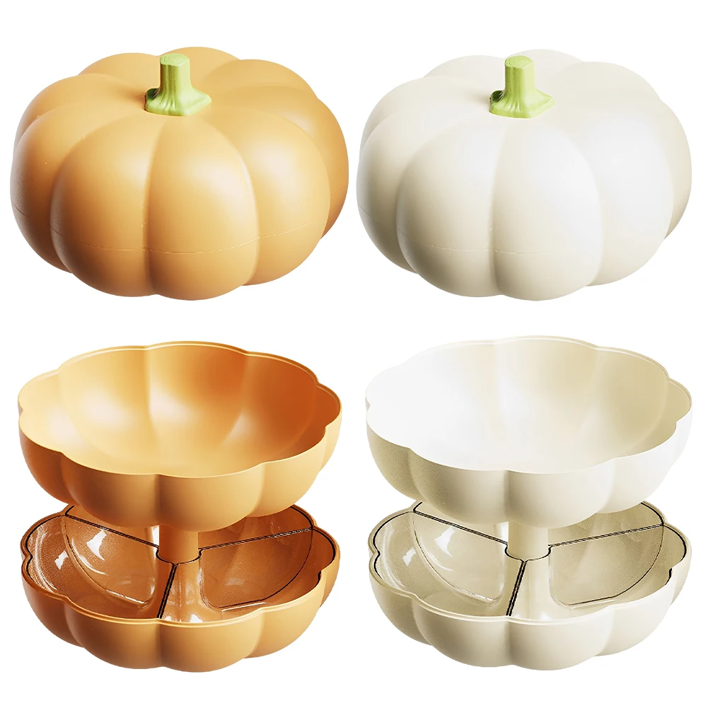 Pumpkin Shaped Fruit Tray Divided Pumpkin Snack Holder with Toothpick Storage Box Candy Nuts Snacks Fruit Bowl Food Container