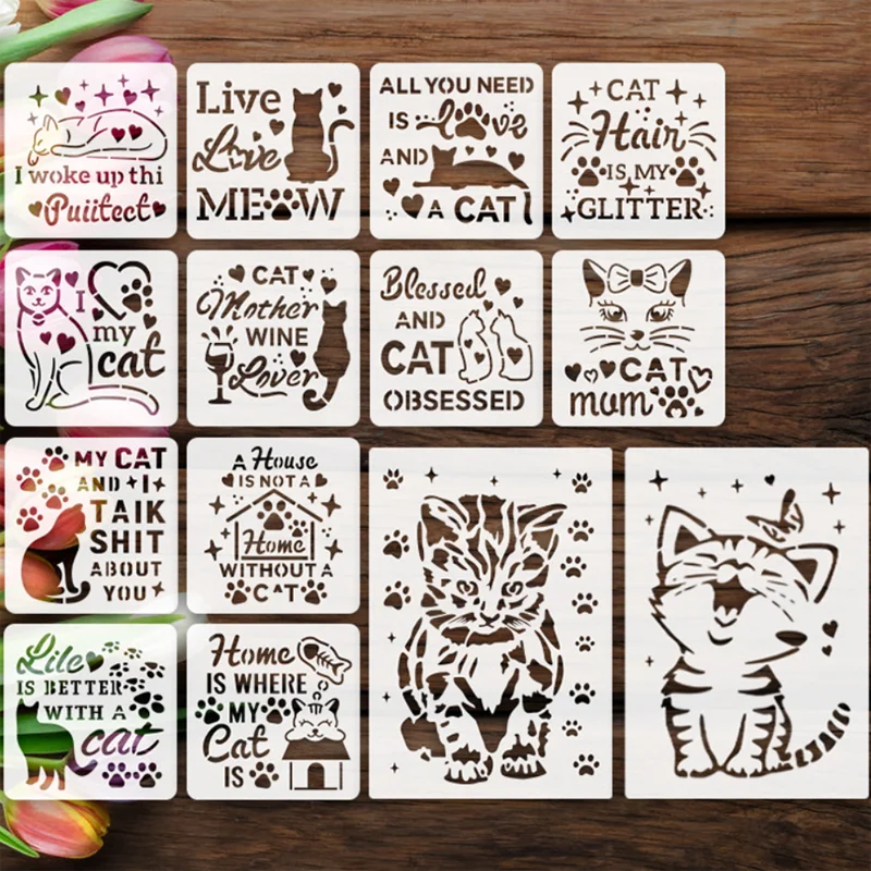

29.7*21cm Cartoon Cat Graffiti Stencils DIY Layering Wall Scrapbook Coloring Embossing Album Decoration Card Painting Template