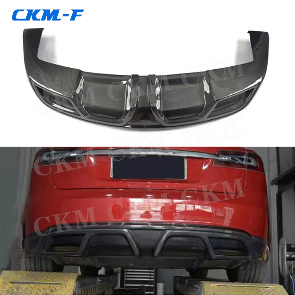 

Carbon Fiber Rear Diffuser Lip Spoiler for Tesla Model S 2012 2013 2014 2015 FRP Bumper Guard Plate Car Styling Body Kits