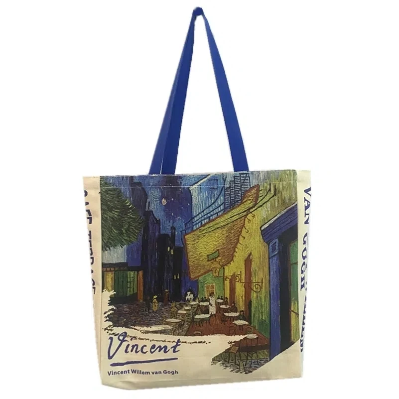 Borsa a tracolla in tela da donna Van Gogh borsa a mano Casual da donna con pittura a olio borsa da spiaggia riutilizzabile in cotone di alta qualità