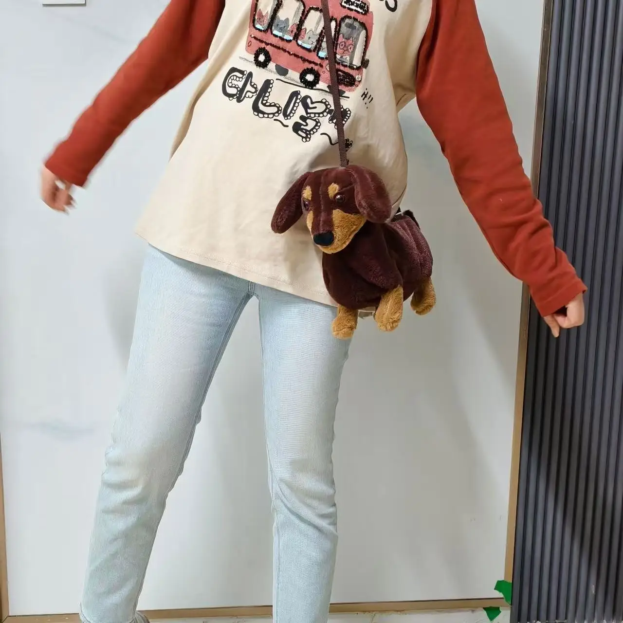 Sausage Dog Plush Backpacks Kawaii Puppy Soft Stuffted Bag Versatile Plush Backpacks Cartoon Plush Shoulder Bag Gift for Friend
