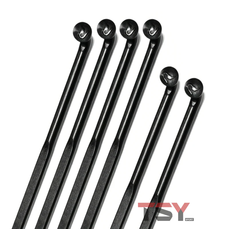 20 Stück Aero MTB J-Bend Flachspeichen 14G Schwarze Stahlspeichen 700C Rennrad-Speichen 185-290mm Flachspeichen+Messingnippel – Detail 9