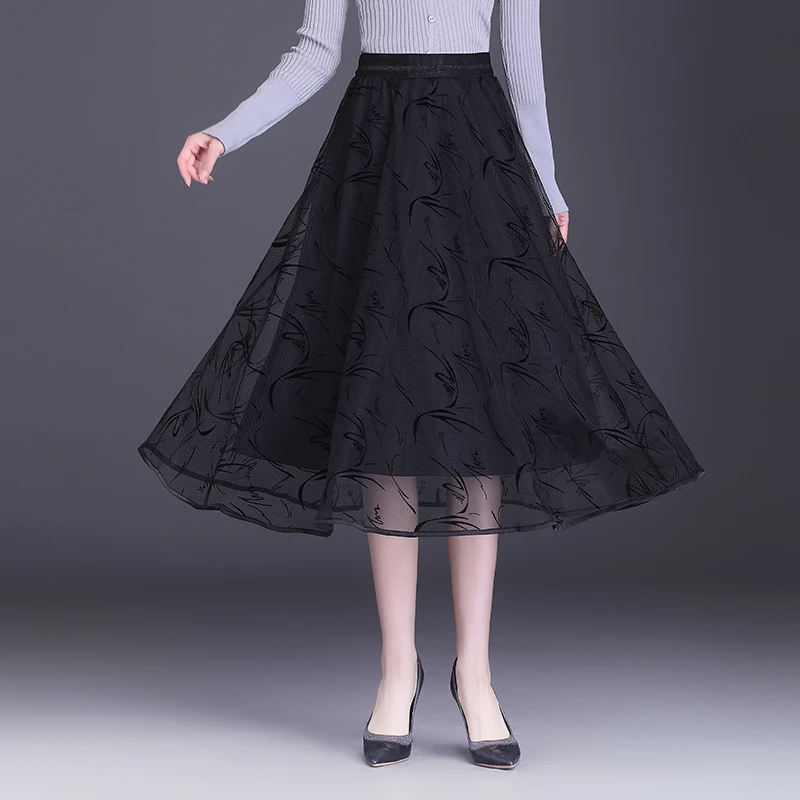 

Юбка А-силуэта Bla Floing для женщин, весна-осень, с завышенной талией, стройнящая, универсальная, миди/макси