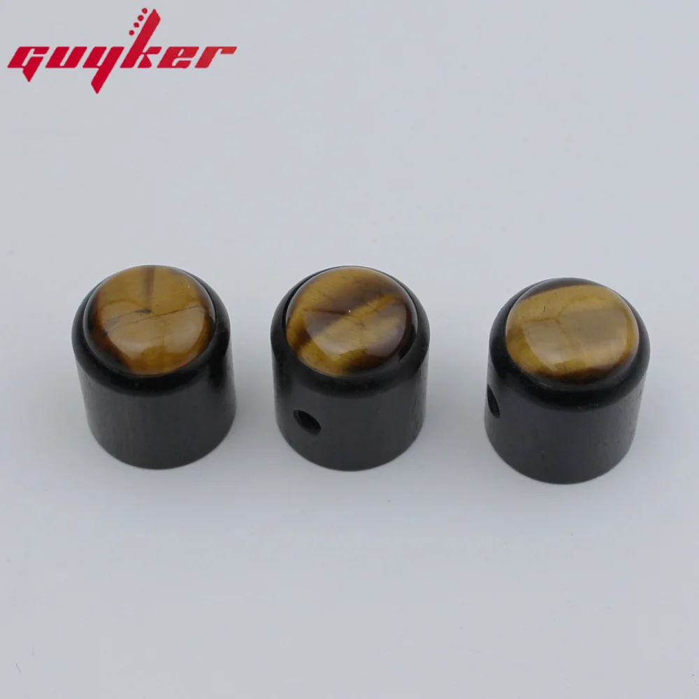 Electric Guitar Bass Ebony Potentiometer Knob Hat Type Natural Tiger-eye Stone Surface