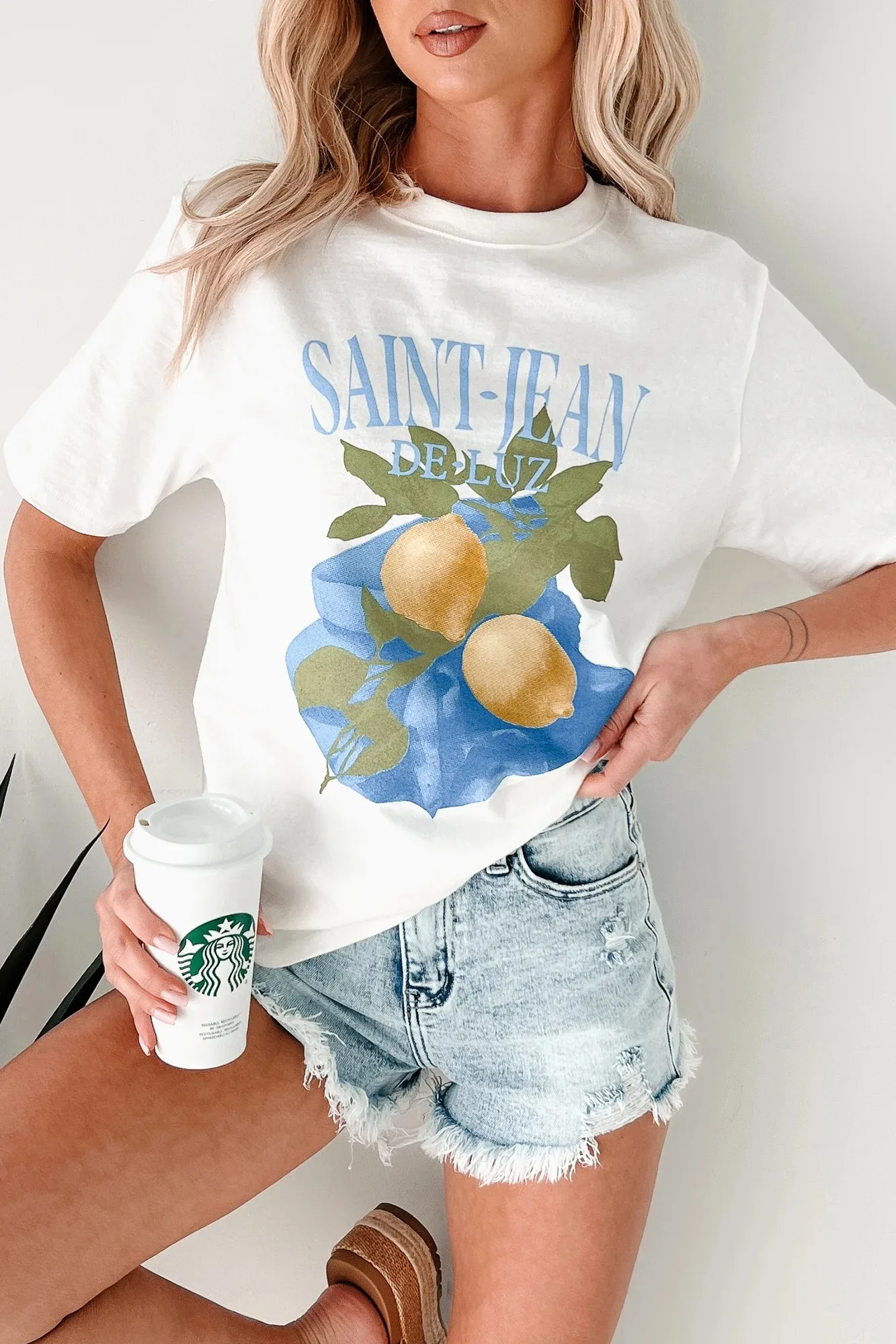 

_Saint-Jean_ Lemon Graphic T-Shirt (Ivory) · NanaMacs High-end Luxury Is for Both Men and Women Top Y2k