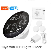 Tuya WiFi Smart Weather Station Clock LED Multifunctional Weather Forecast Station Calendar Weather Station Works Google Alexa