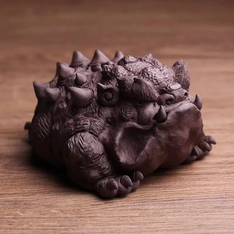 Yixing Purple Sand Pet Ornaments Three-Legged Overlord Golden Toad Fully Handmade Famous Liu Zufing Set Tea Play Boutique Can Be