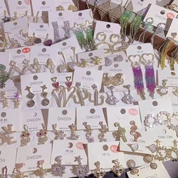 10/20 Pairs/Lot Mixed Style 925 Silver Needle Copper Earrings Korean Version Zircon Pearl Inlay Elegant Earring Jewelry Gifts