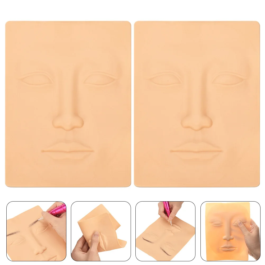 

2pcs Silicone Artificial Mannequin Embroidered Tattooing Supplies Eyeliner Lipstick Training Skin For Beauty Salon Tattoing