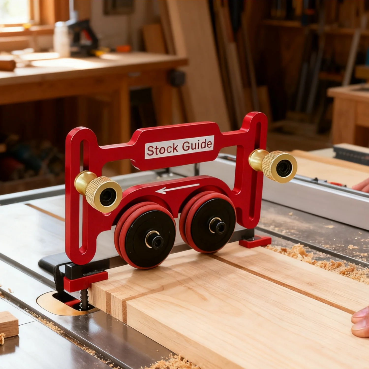 Double Bearing Roller Feather Board with Sliding Block, Clear-Cut Stock Guides Table Saw Precision Guide for Woodworking Project