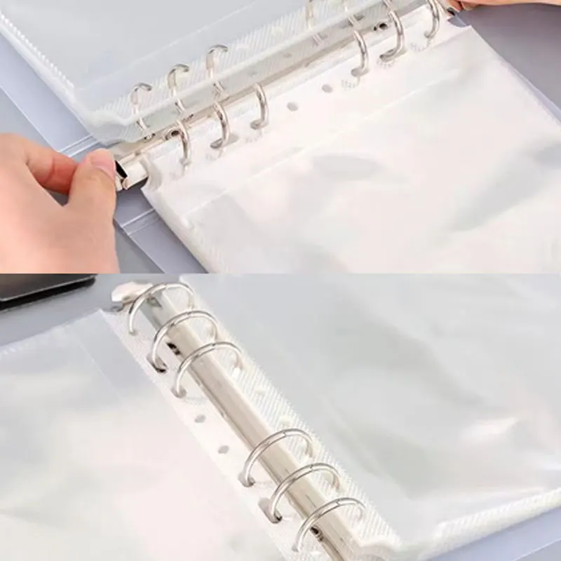 1 Piece Square File Folder Transparent Plastic Clip Binder Inner Page Bag 20 Sheets Capacity Paper Collecting Document Organizer