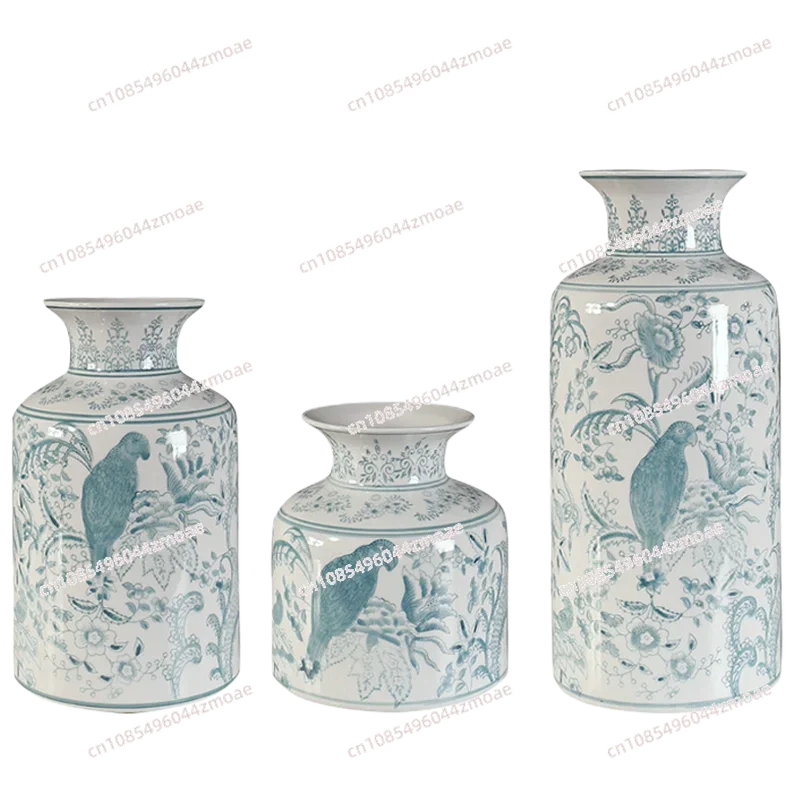 Chinese blue and white porcelain ceramic vase vintage flower arrangement art flower ware interior table decoration ornaments