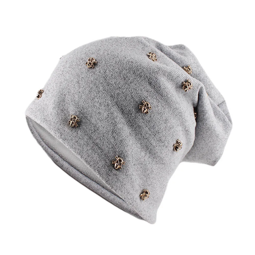 جديد أزياء شتاء دافئ الكبار الرجال النساء القبعات عارضة في الهواء الطلق الهيب هوب بيني Skullies اليدوية قبعات متماسكة قبعة الذهب الجمجمة القبعات