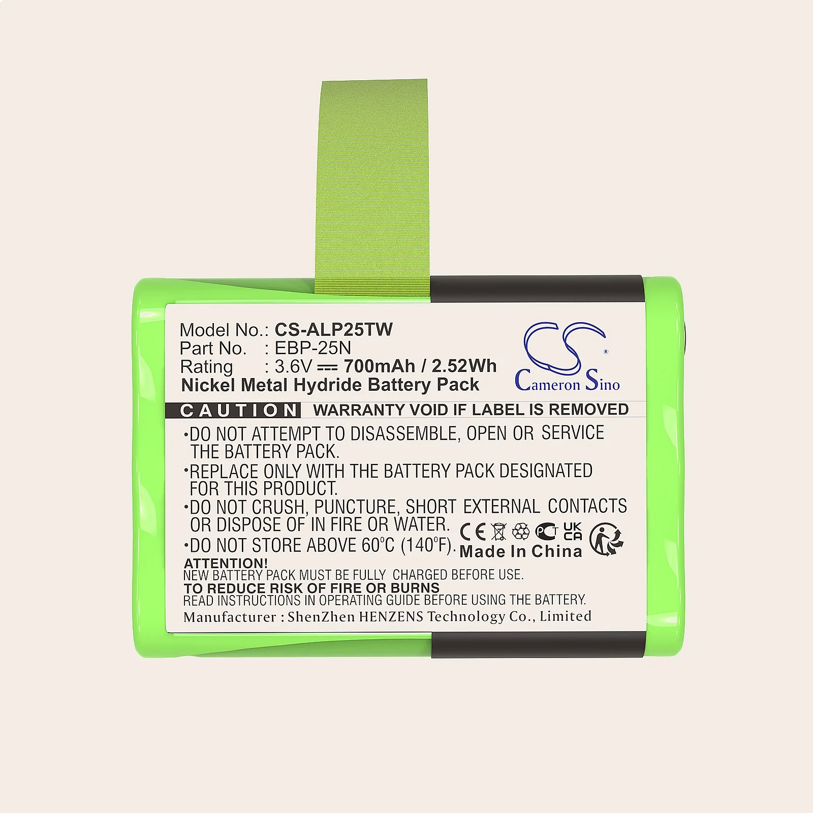 Cameron Sino 3.6V 700mAh Two-Way Radio Battery EBP-25N for Alinco DJ-S41 PMR446