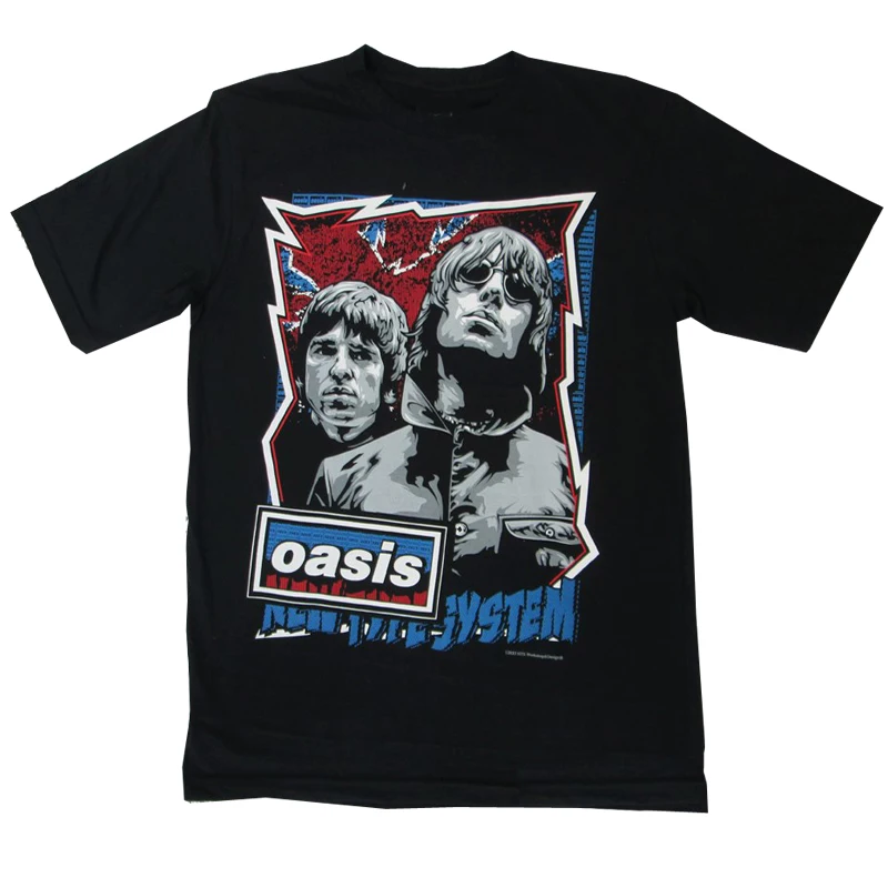 

2025 Summer Oasis Band Rock T-shirt Retro Punk Print T-shirt Loose Breathable Casual Short Sleeve T-shirt Camisetas Surf Hombre