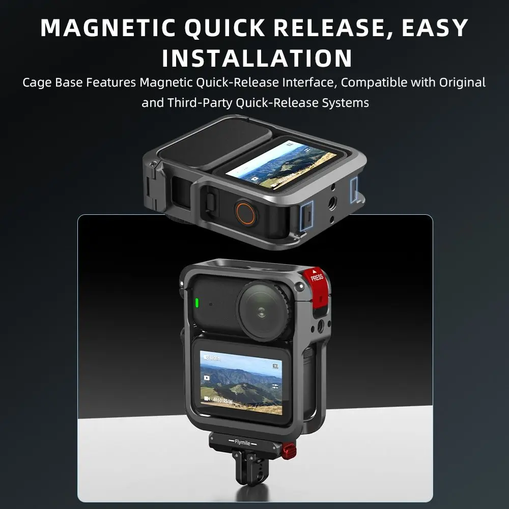 Aluminium Alloy Protective Frame Case Quick Release Durable Cold Shoe Mount Frame 1/4" Threads Expansion for DJI Osmo Nano