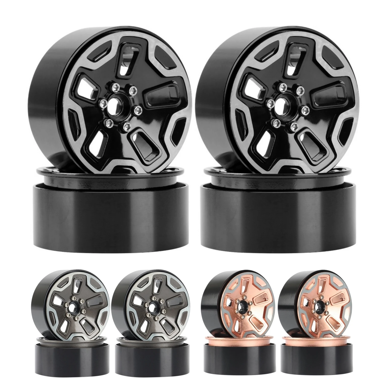 

4pcs 180g/pcs Heavy Duty 2.2" Beadlock Wheel Rim Hub for 1/10 RC Crawler Car Axial SCX10 Wraith Capra RR10 RBX10 Traxxas TRX4