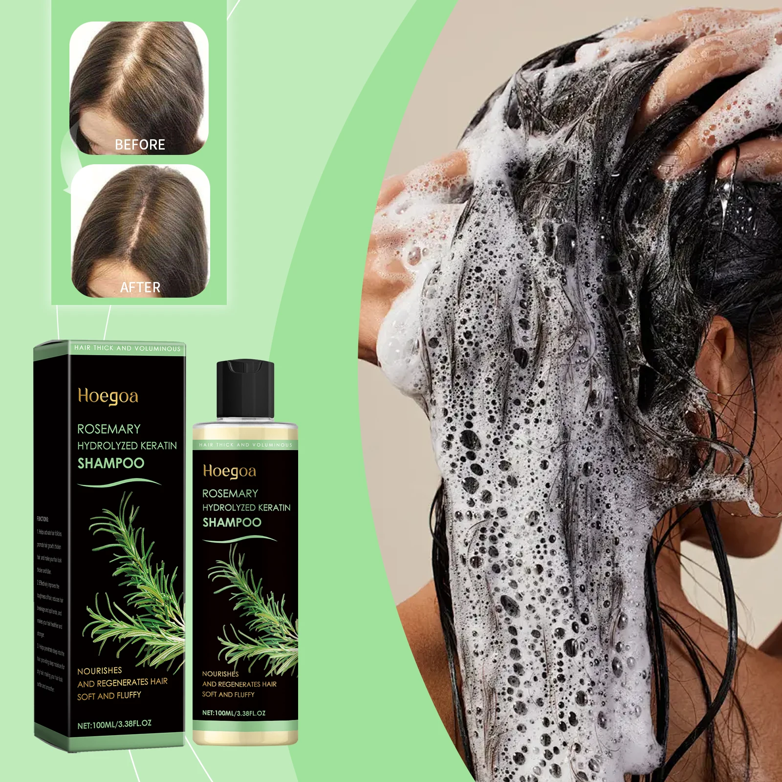 Rosemary Shampoo for Hair Loss Treatment Anti Dandruff Nourishing Softening Hair Care Enhance Roots Promote Hair Growth Shampoo