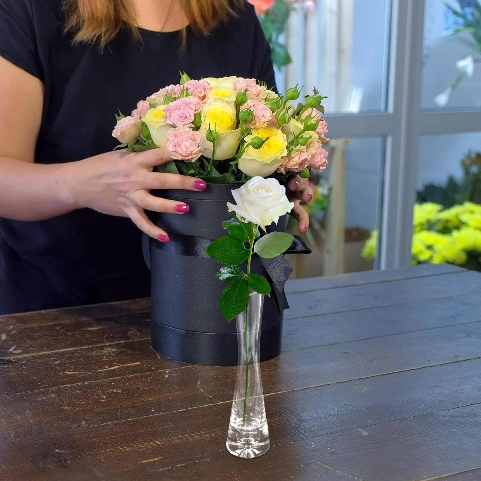 

Glass Vase Clear Decorative Flower Vase Nordic Style Flower Arrangement Home Office Hydroponic Plant Container